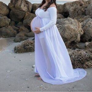 Maternity Photography Dress | Women’s Size Medium | White & Lavender